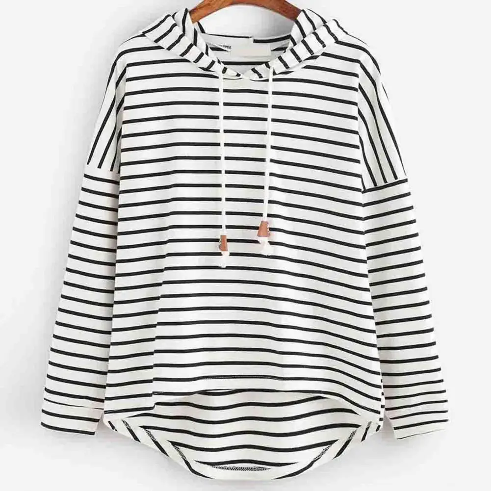 Women Striped Printed Hoodie Long Sleeved Loose Casual Hooded Sweatshirt All Matched Fashion Casual Comfy Pullover Women Hoodies