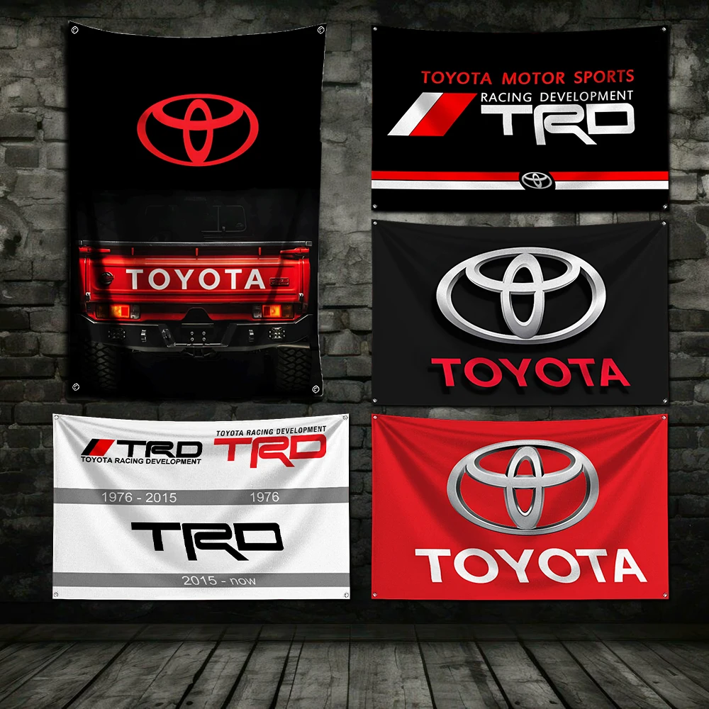 3x5 Ft TRD T-toyotas Car Flag Polyester Digital Printing Banner for Garage Wall Art Out Door Decoration With Brass Grommets