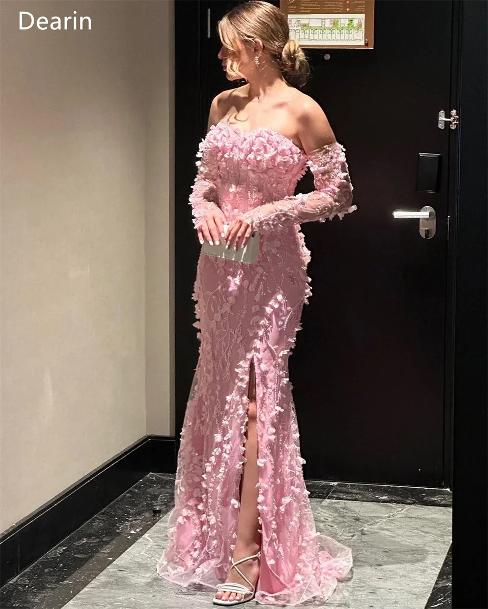 Customized Evening Dress Dearin Off-the-shoulder Mermaid Floor Length Skirts Layered Applique Flower Bespoke Occasion Dresses Pr