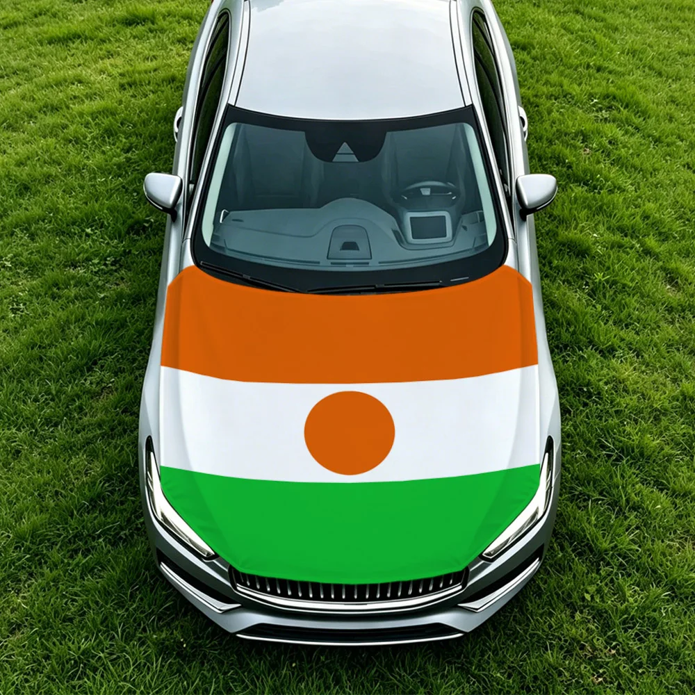 3.8x5.3ft Niger Car Hood Cover Flag Swiss Confederation Car Bonnet Banner Elastic Fabrics Windproof