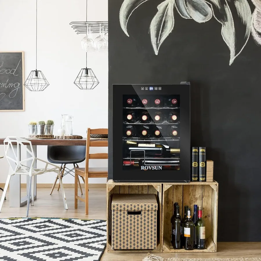 Refroidisseur de vin de 16 bouteilles, compresseur de réfrigérateur avec affichage numérique de la température, boisson autoportante à Zone unique