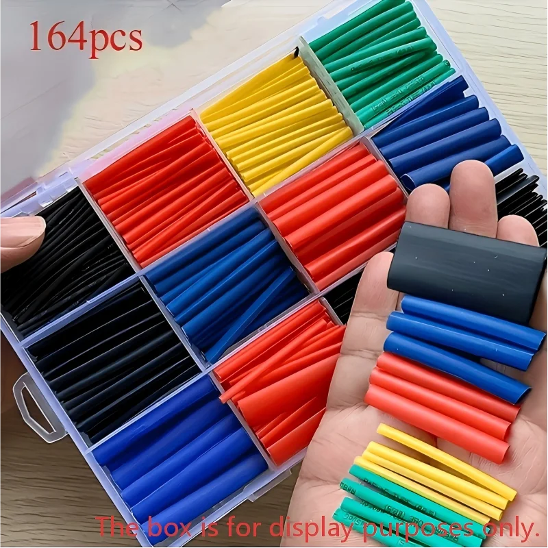 164pcs Heat-Resistant Heat Shrink Tubing, Electrical Connection Cables, Electrical Insulation Protective Sleeves