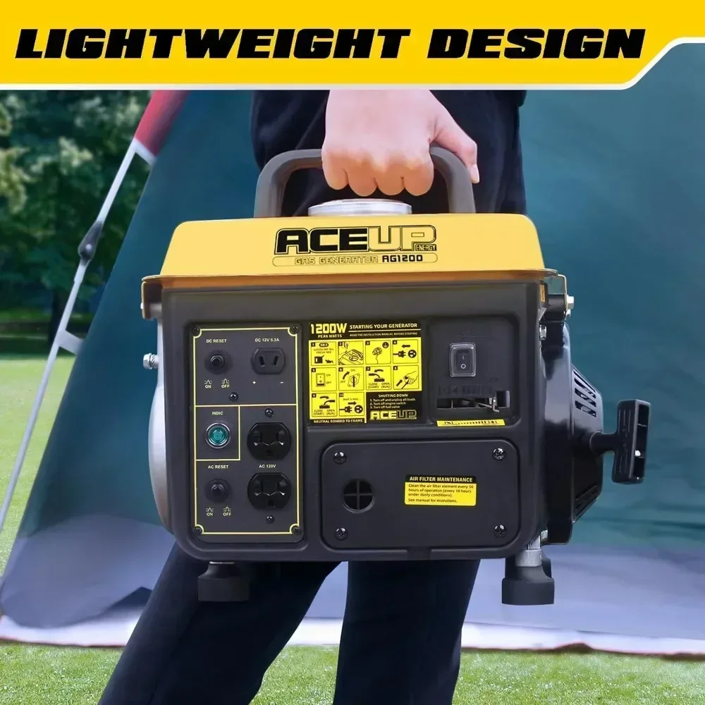 1200W Gas Powered Generator for Home Use Camping Ultralight, EPA & CARB Compliant, Small Portable Generator