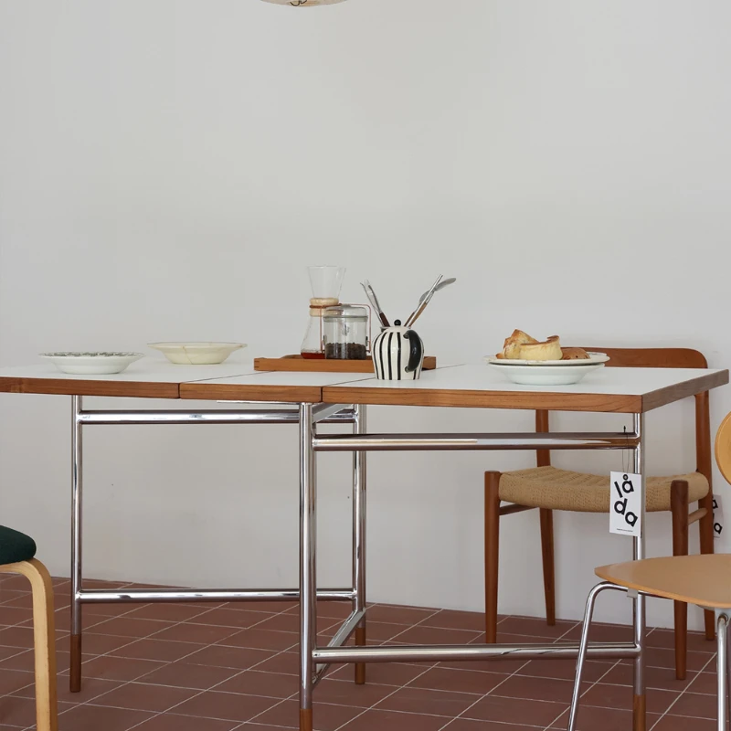 Folding dining table floding table small apartment medieval white dining table Korean bathroom