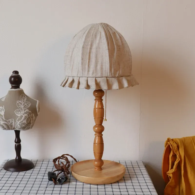 GHJUYIOL European style desk lamp, French style desk, bedroom, homestay, retro countryside solid wood bedside lamp