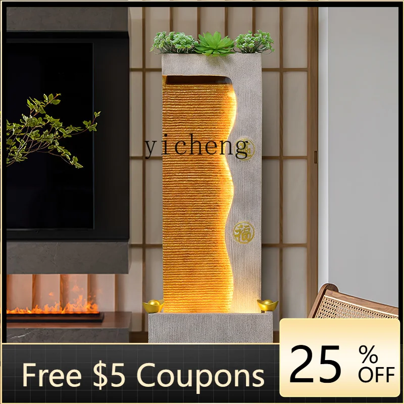 EE  water curtain wall flowing water screen feng shui wheel living room floor entrance flowing water ornament