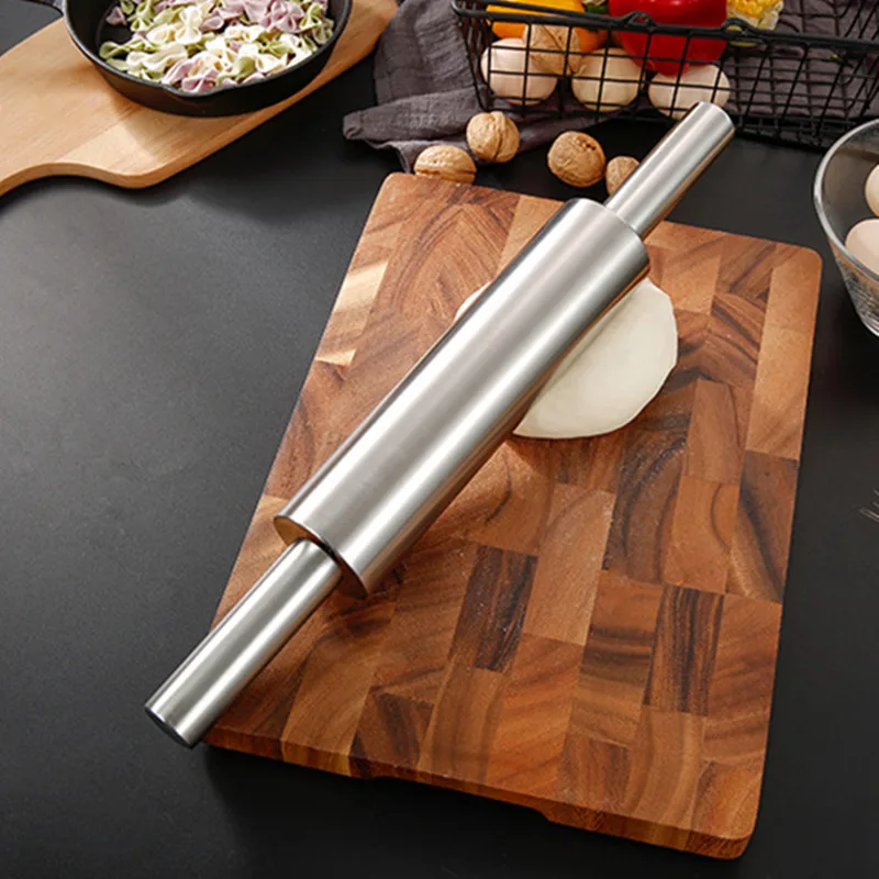 4-Size Stainless Steel Non-Stick Rolling Pin Bakers Cookie Dough Pizza Noodles Cake Roller Bakeware Kitchen Baking Pastry Tools