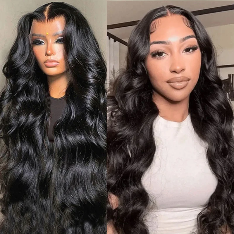 

13x6 HD Парик фронтальной части шнурка Объемная волна 20-40 дюймов Натуральные черные человеческие волосы 13x4 Парик фронта шнурка Бесклеевые предварительно выщипанные парики из человеческих волос