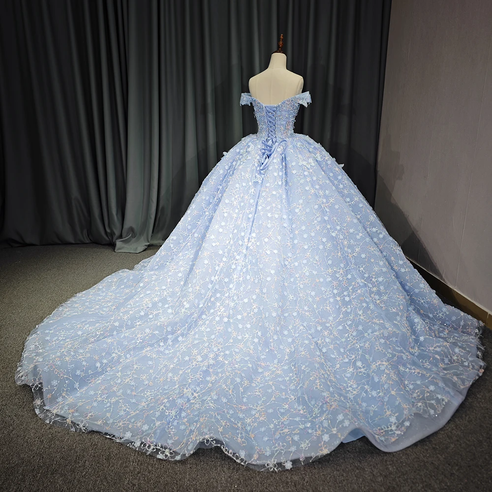 Vestidos De 15-letnia suknia balowa Quinceanera sukienki Off The Shoulder wielowarstwowa frezowanie księżniczka dziewczyna sukienka na imprezę dostosowane DY6578