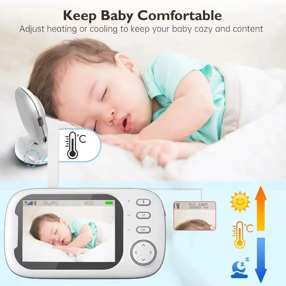 3.5-inch LCD ABM600 Baby Monitor 2 Way Audio Wireless Real-time Video Baby Monitor Real-time Video Upgraded Camera