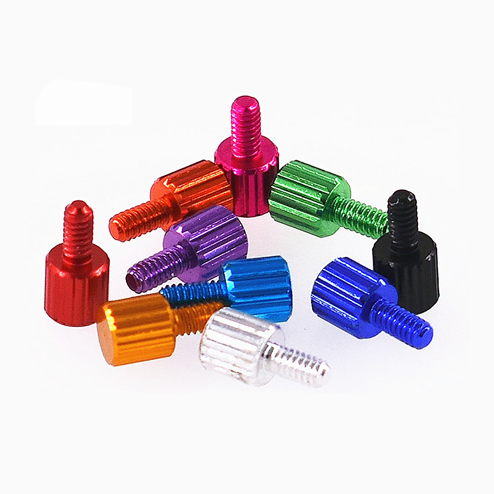 M2 M2.5 M2.6 M4 M5 M6 Aluminum Alloy Knurled Hand Thumb Screw Cylinder Head Hand Tighten Knob Screw Anodized L=4 - 25mm