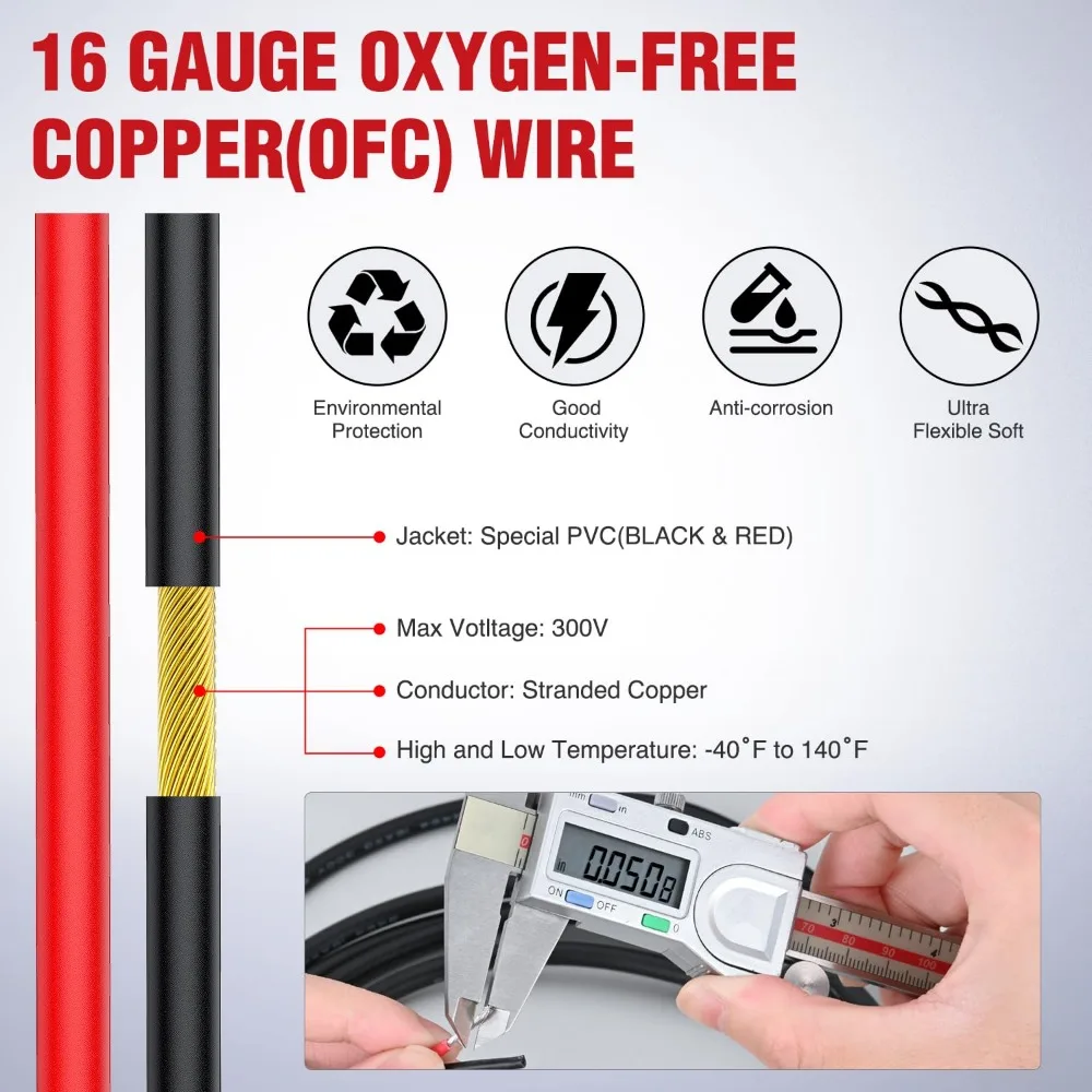 

100 футов 16AWG бескислородный медный провод красный черный электрический кабель гибкий удлинитель для светодиодных лент освещения