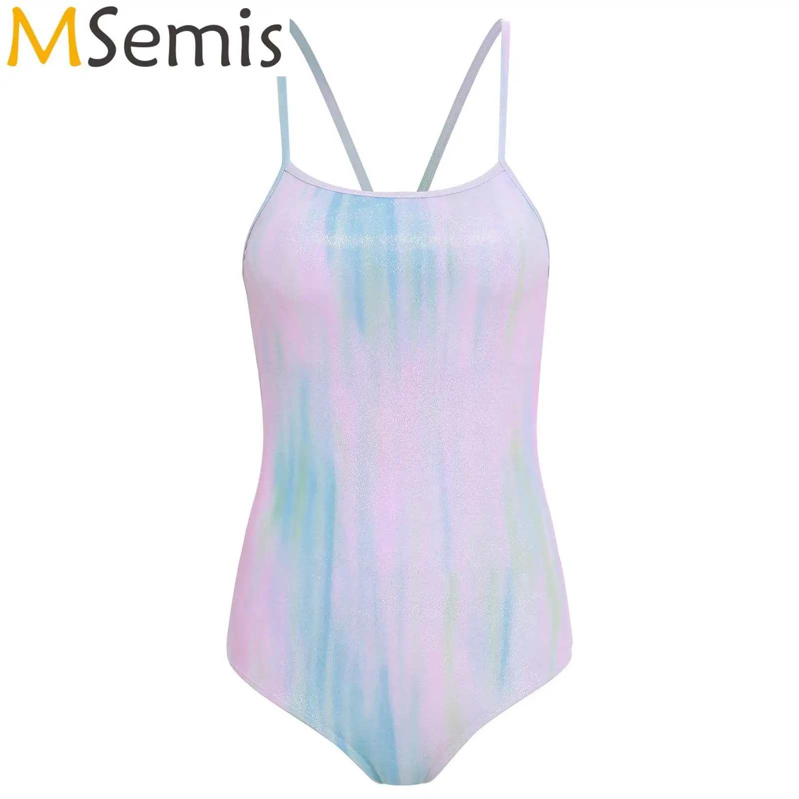 

Women's One Piece Athletic Swimwear Gloss Shiny Racing Back Bodysuit Swimsuit Hollow Out Chest Pads Shiny Gymnastic Jumpsuit