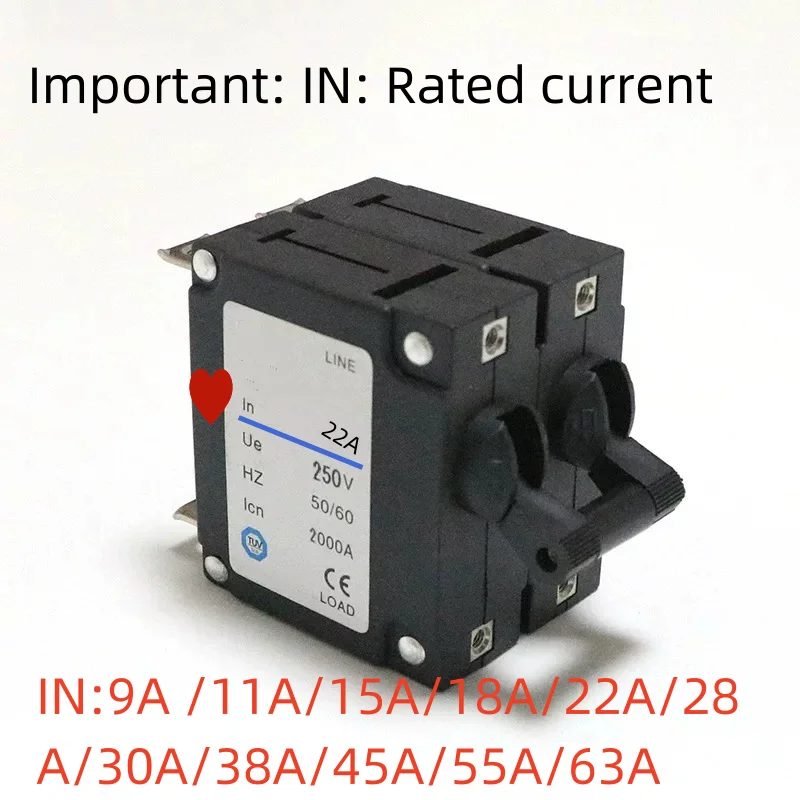 CIRCUIT BREAKER FIT GENERATOR PARTS 2P AMPS IN 4A 9A 11A 15A 12A 18A 22A 28A 30A 38A 32A 38A 40A  45A 50A 55A 63A  Model 30