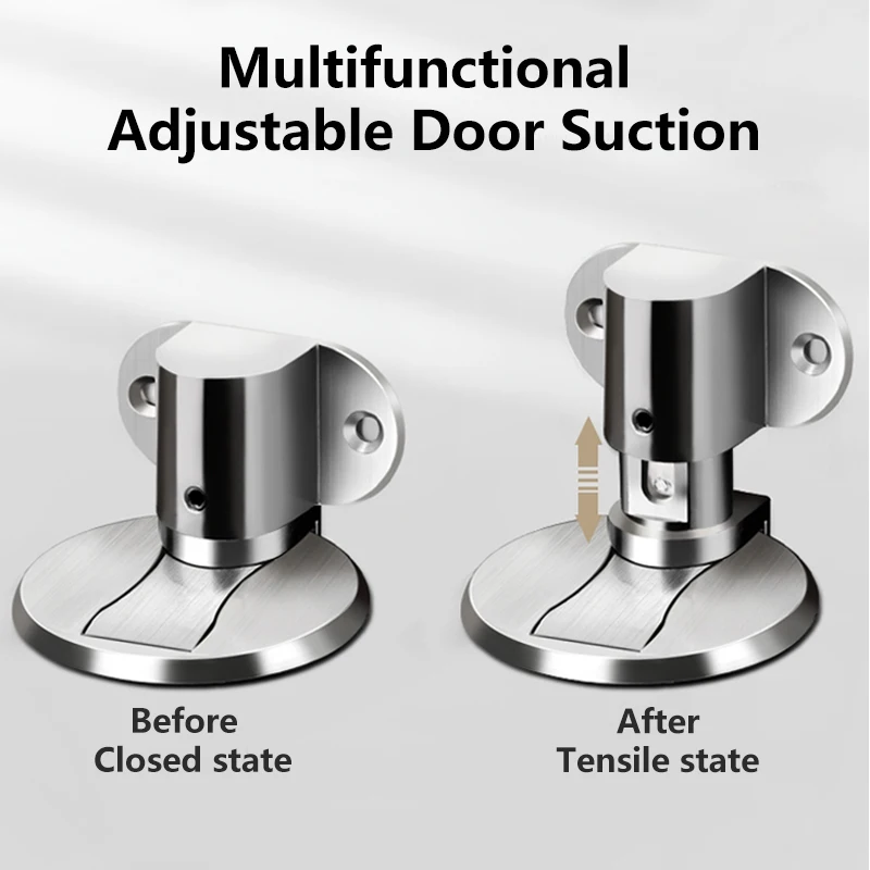 Adjustable Stainless Steel Door Stop Anti-collision Household Invisible Door Suction Punch-free Strong Magnetic Door Stopper