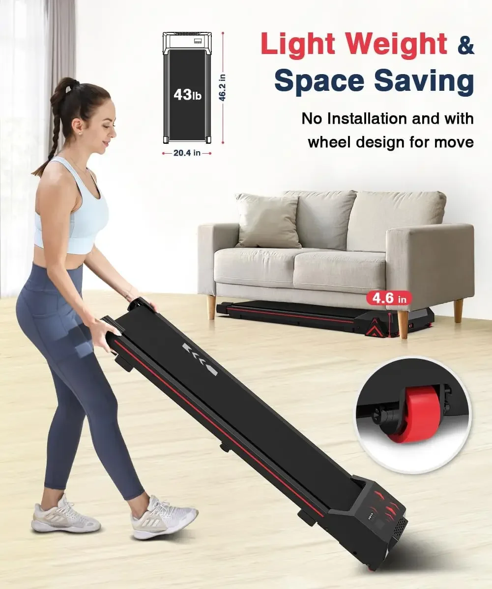 وسادة مشي مع جهاز مشي تحت المكتب، طواحين مشي محمولة مدمجة خالية من التركيب للمكتب المنزلي بسعة 265 رطلًا #4