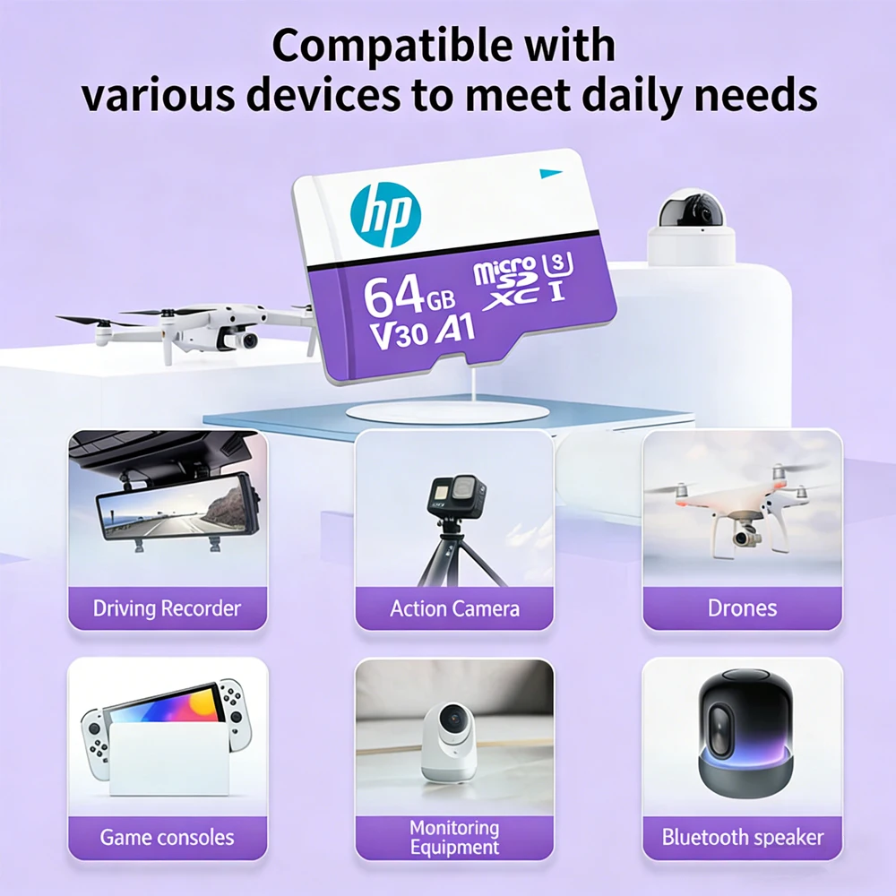 Karta pamięci HP U3 V30 Micro SD 128GB 256GB 64GB High Speed 4K Flash Memory TF Card do smartfonów, tabletów, konsol Switch, kamer sportowych i kamer samochodowych — zdjęcie 3