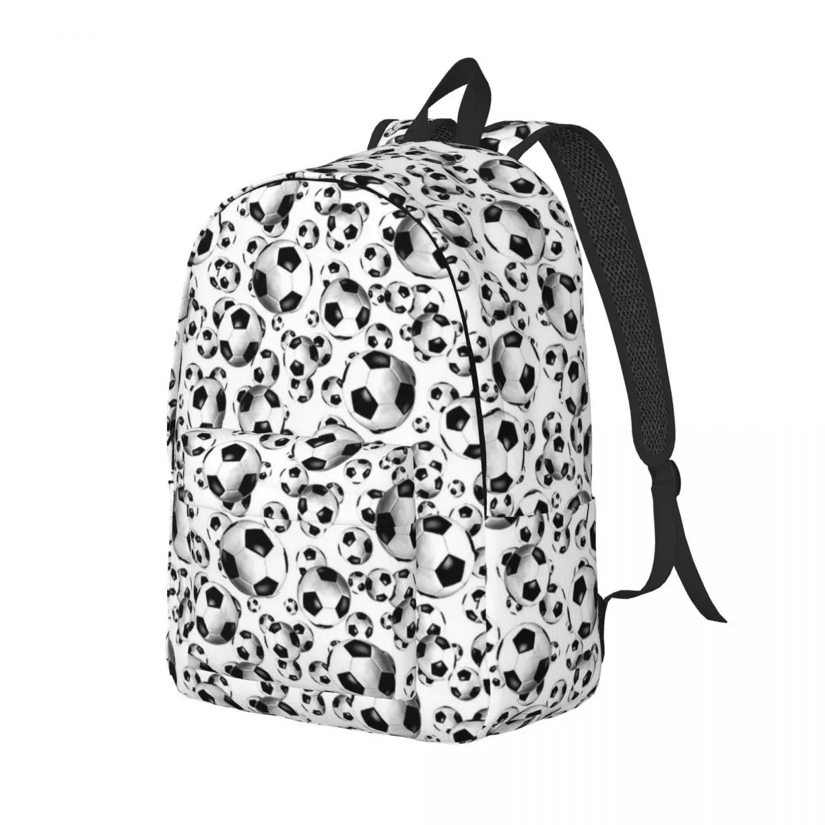 3D Look Soccer Balls Pattern for Teens Student School Book Bags Sporty Football Daypack Middle High College Travel