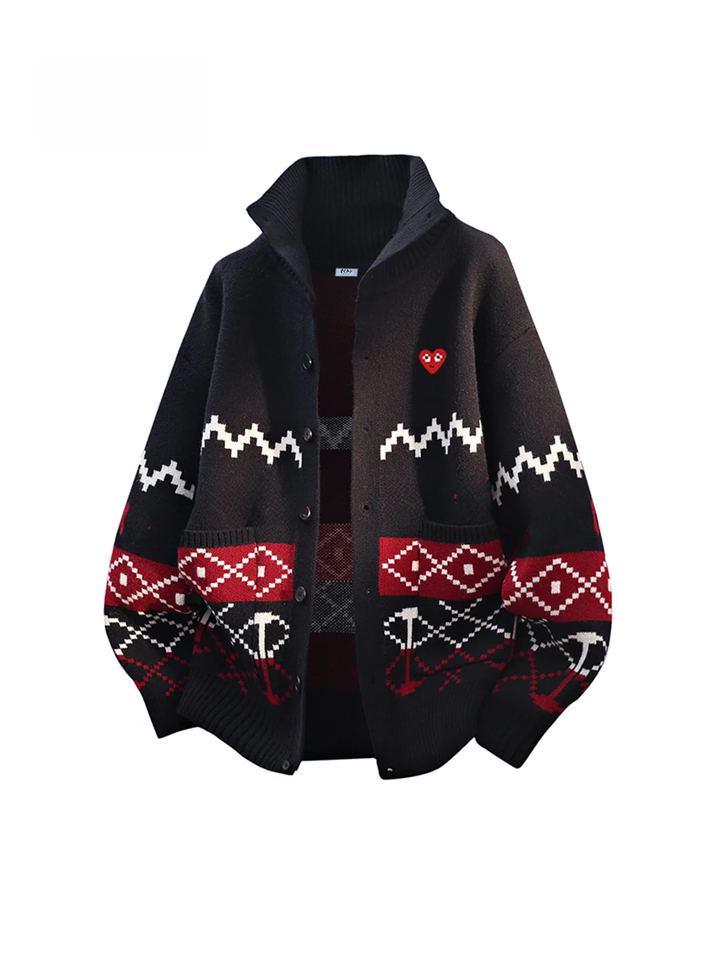 

Модный вязаный кардиган унисекс с контрастными вставками, повседневная верхняя одежда на осень-зиму, новинка Sle PLAY HEI