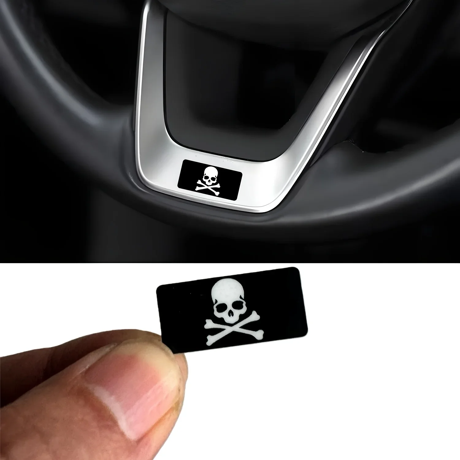 1set Skull Skeleton Waterproof Vinyl Sticker Decal Gothic Dark Style For Car Air Vent Door Handle Window All Vehicles Decor