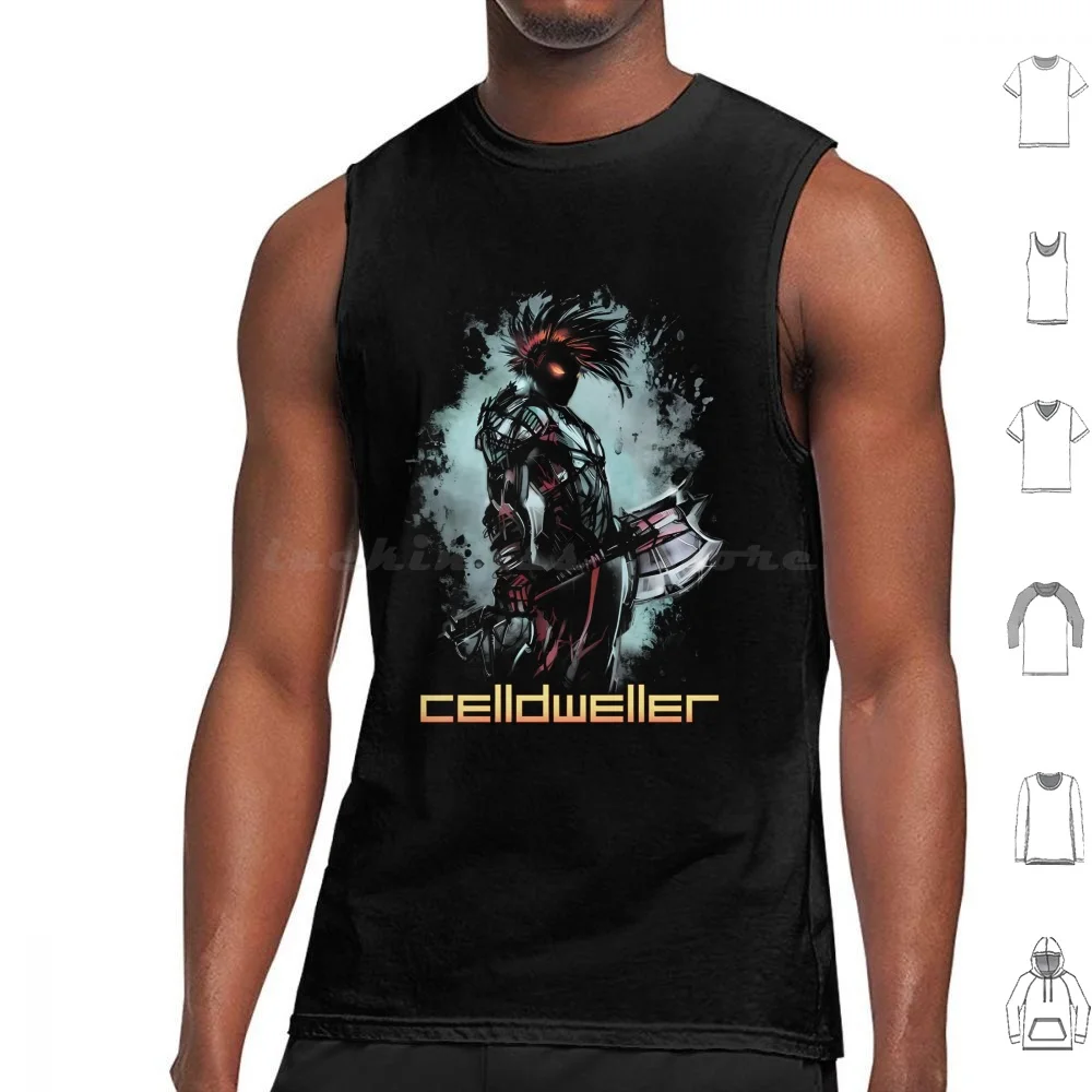 Celldweller-Battleaxe Tank Tops Print Cotton Music Band Celldweller Metal Heavy Metal Electronic Klayton Halloween