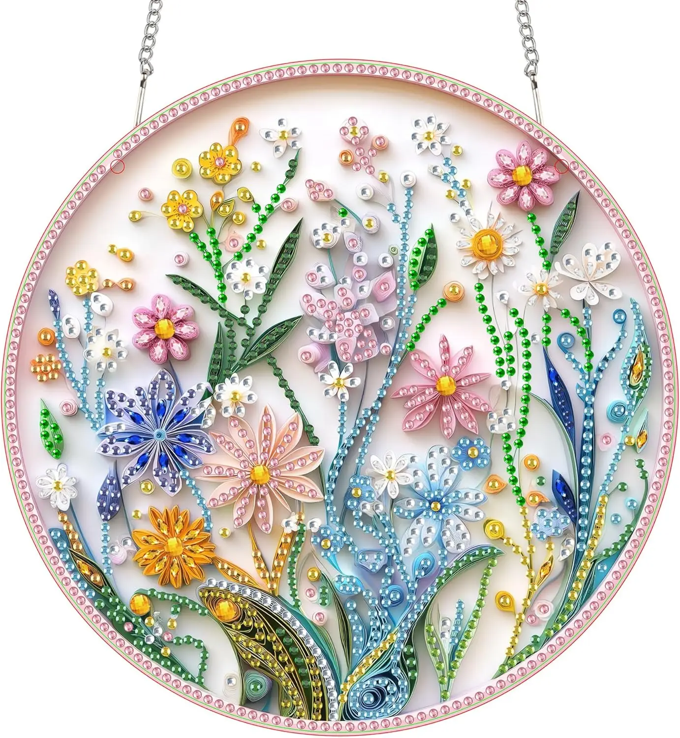 

SKRYUIE Hanging Diamond Art Kits for Adults Pendant Flower, Special Shaped Crystal DIY Diamond Painting Kit, Acrylic Board Wreat