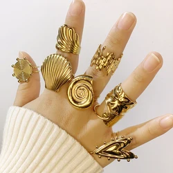 Personalized Ring Stainless Steel Heart Flower Butterfly Adjustable Rings for Women Fashion Single Party Ring Anillos Steampunk