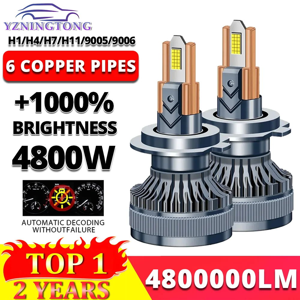 High Power Car H7 Led Headlight Bulbs Canbus 4800W H11 H4 LED Automotive Fog Lamp 4800000LM H1 9005 HB3 9006 HB4 9012 HIR2 Light