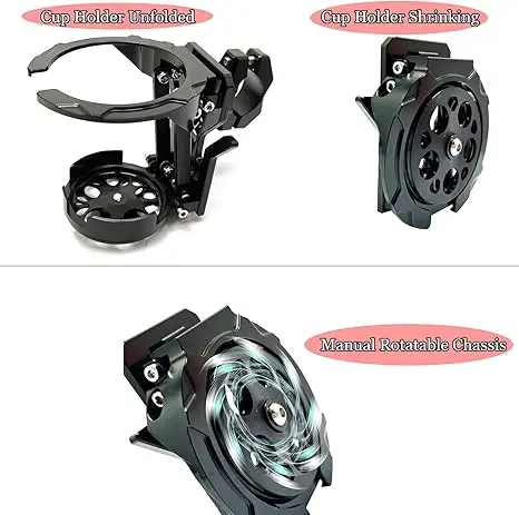 Universeller faltbarer Motorrad-Getränkehalter, Anti-Shake, 360° drehbar ° Drehbarer Getränkehalter für Lenker für Motorrad, Fahrrad, ATV, UTV, Roller – Detail 6