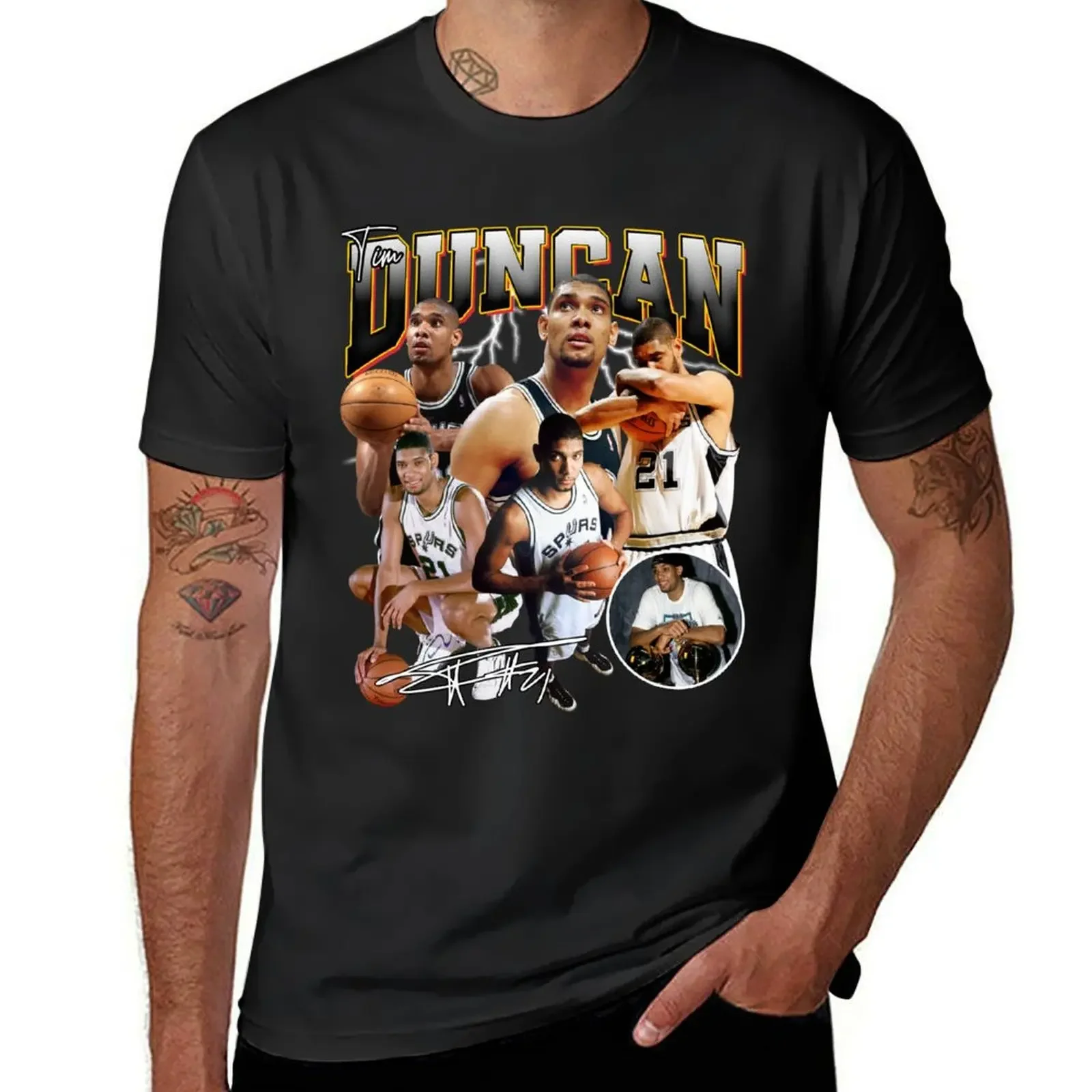 

Tim Duncan The Big Fundamental Basketball Legend Signature Vintage Retro 80s 90s Bootleg Rap Style T-Shirt