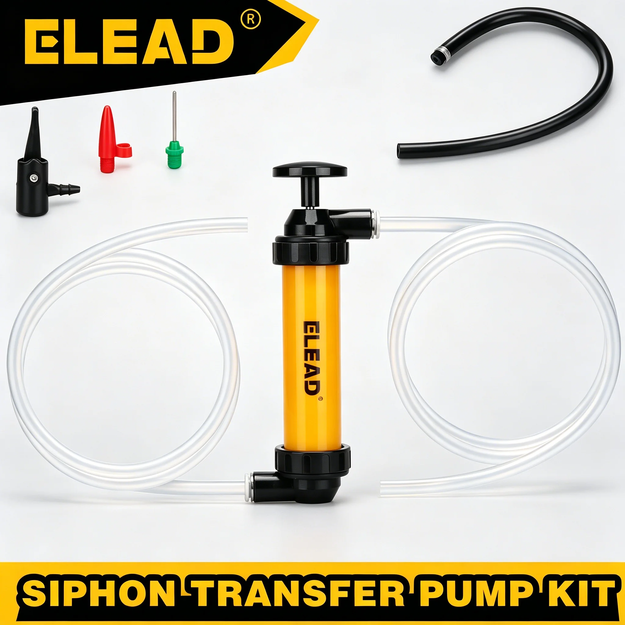 ELEAD Portable Manual Siphon Pump Hand Suction Oil Petrol Diesel Gas Liquid Transfer Hose Car Auto Accessories