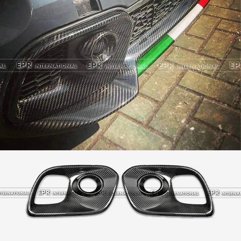 

For Abarth 595 695 2017-2024 - Front Fog Light Trim Cover - Dry Carbon Fiber Construction - OE Fitment