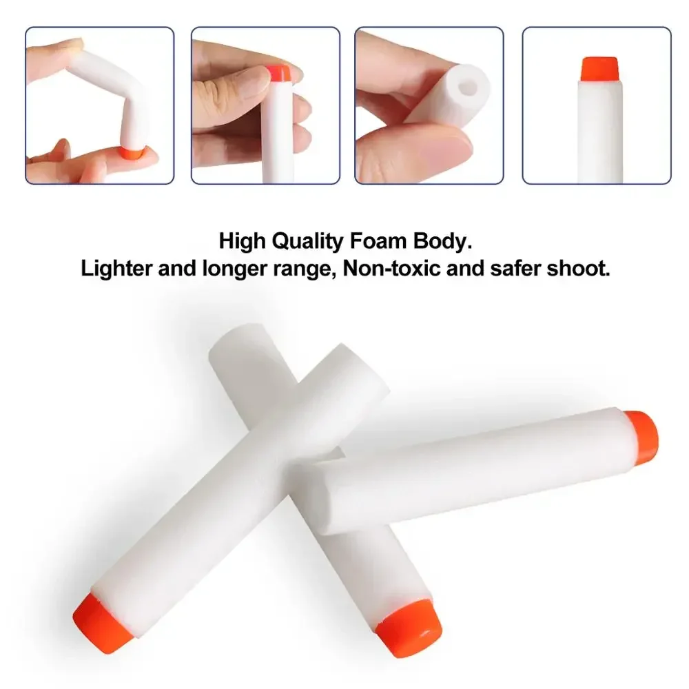 

Q1 kaevixdio 100pcs For Bullets EVA 7.2cm White Luminous Soft Bullet Hollow Hole Head For Toy Gun Accessories For Blasters