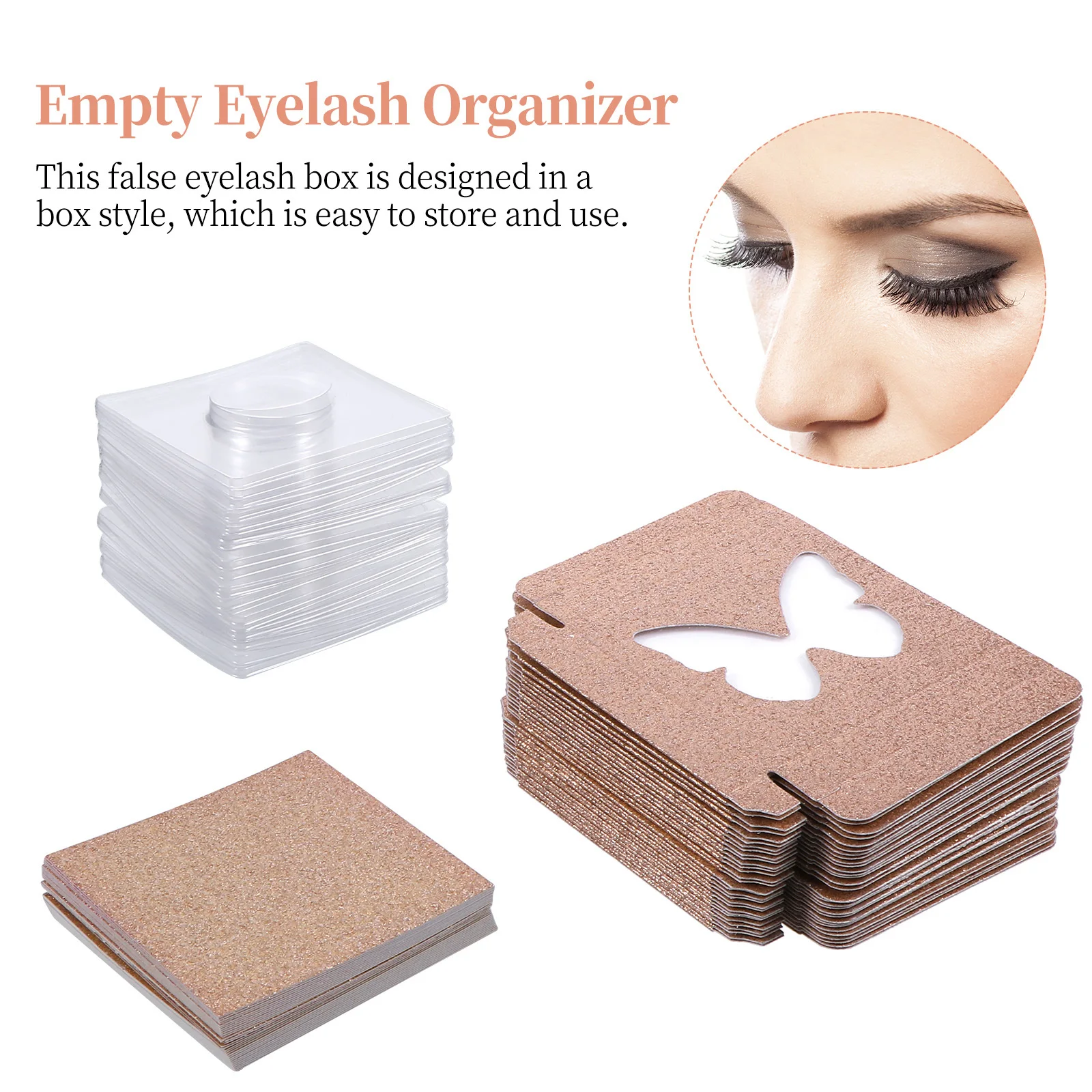 30Pcs Falsche Wimpern Lagerung Boxen Kunststoff Lash Fall Wimpern Organizer Tragbare Platz Leere Lash Halter Tablett Lagerung Box