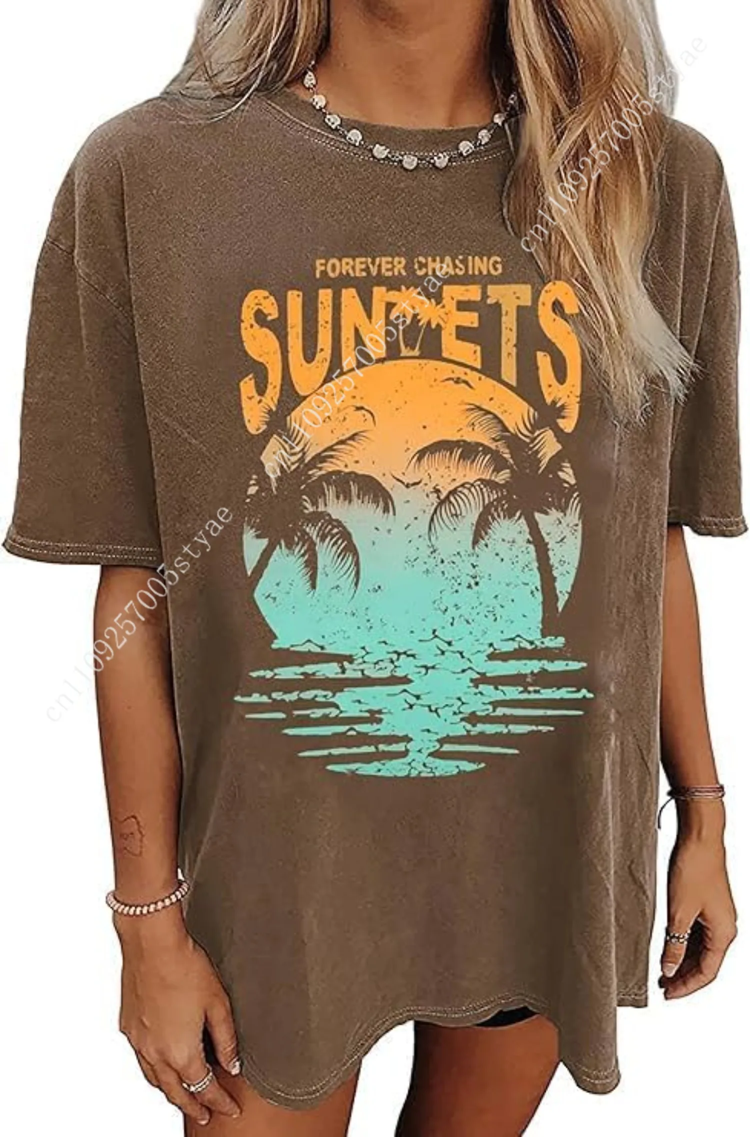 

Oversized Graphic T-Shirt for Women Vintage Floral Shirt Rock Band Music Guitar Tee Casual Holiday Cute Plant Tops
