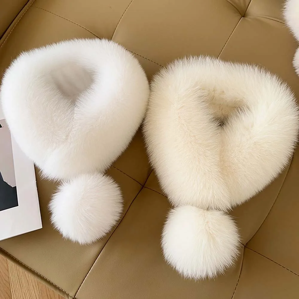 

2025 Natural Fox Fur Collar Winter Shawl Women Warm Double Fur Scarf Real Fox Fur Female Scarves