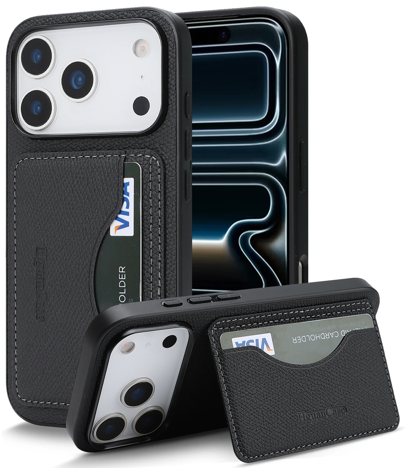 Anti-Fall Leather Case Cards Bag Kickstand Wallet Case For iPhone 17 Promax 16 Pro Max 15 Plus 14 13 12 17e 16e Phone Cover