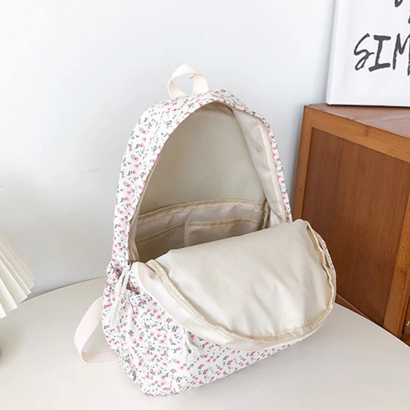 The Little Mermaid Women Simple Backpack Casual Floral Student Backpack Teenage Book Bag Travel Rucksack for Teenage Girls