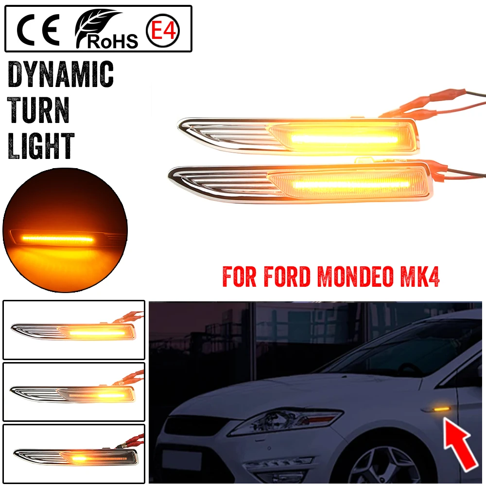 Sequential LED Dynamic Turn Signal Side Marker Light Blinker For Ford Mondeo Mk4 Hatchback Saloon Estate (BA7) 2007-2015