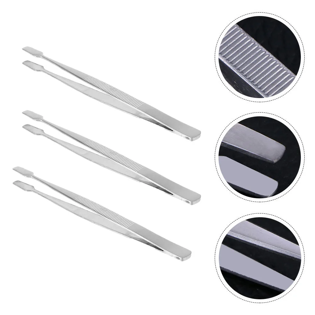 3pcs Stainless Steel Stamp Tweezer Lightweight Non-Slip Handle For Stamps Beads False Eyelash Nipper Tool Makeup Accessory