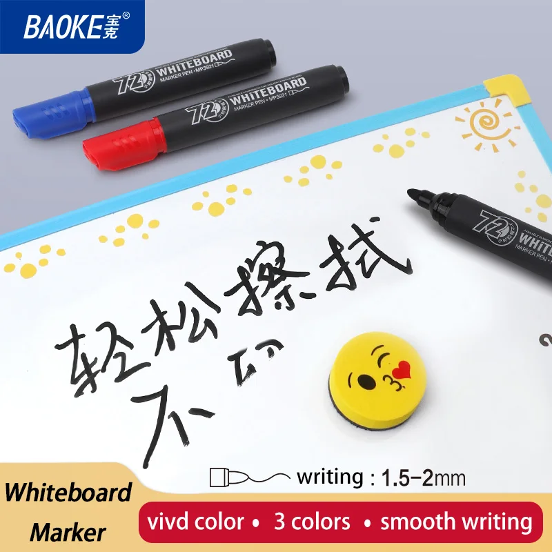 BAOKE M3921 Dry Erase Markers Bullet Tip Whiteboard Marker Pen For Teachers Office & School Supplies