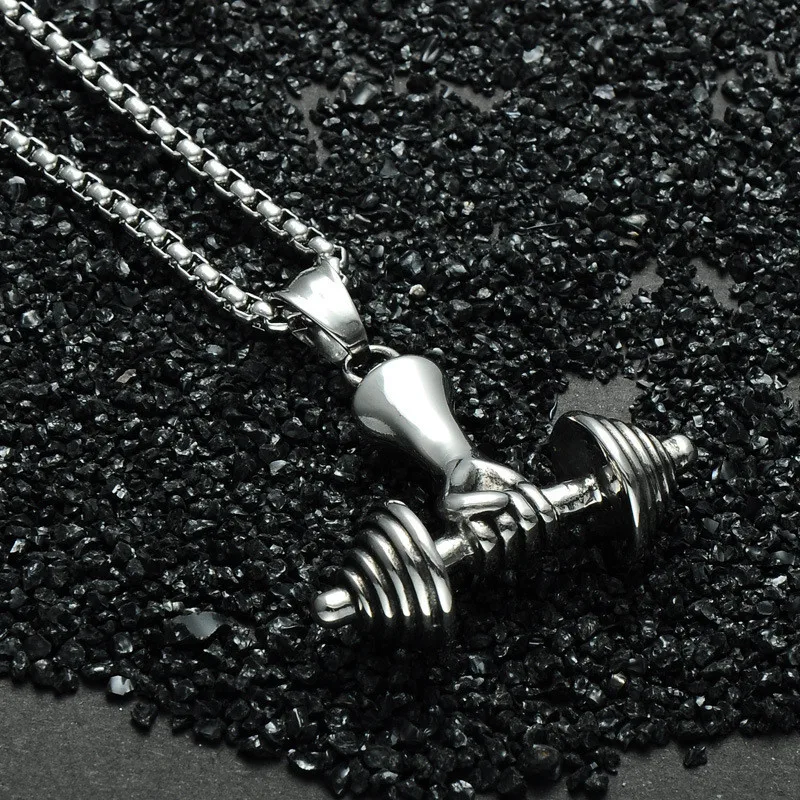 الحديد قلادة رجالي قلادة الفولاذ المقاوم للصدأ اللياقة البدنية الجملة الرياضة نمط الذكور الاكسسوارات هدية للرجال اللياقة البدنية الرجال S494