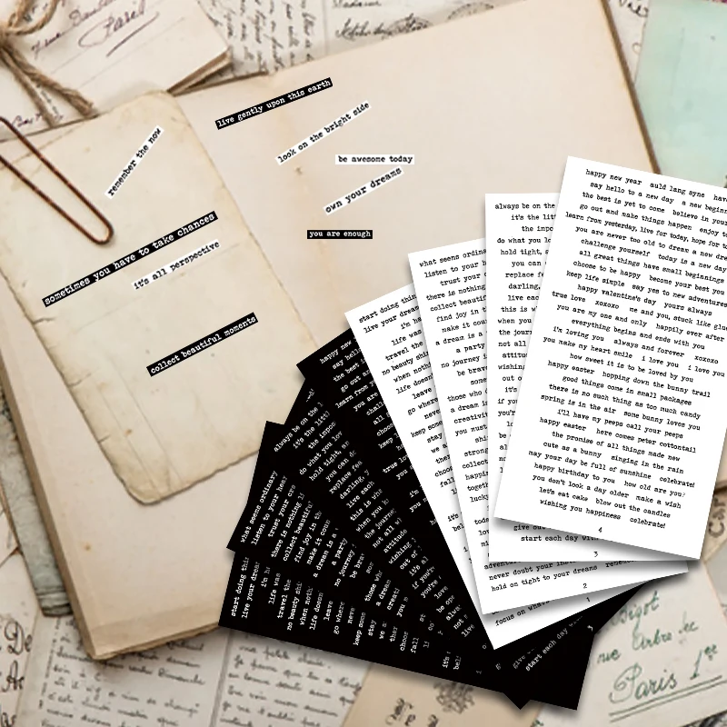 8 Sheet Quote Stickers for Journaling Small Talk Stickers Phrase Word Notebook DIY for Art Journal Collage Album Aesthetic