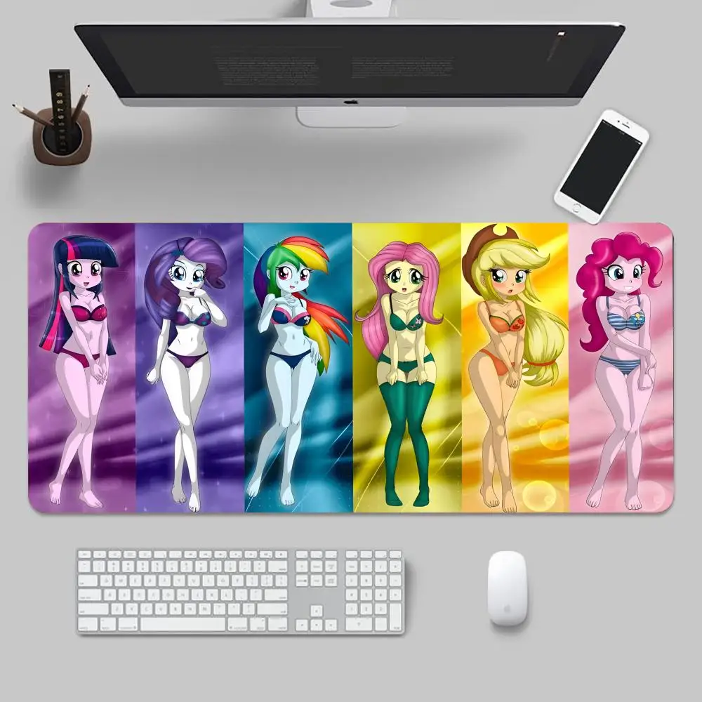 HOT L-Little P-Pony Mouse Pad Tapetes de Mesa Teclado, Borracha Kawai, Tapete de Mesa Antiderrapante, XXL90x40cm