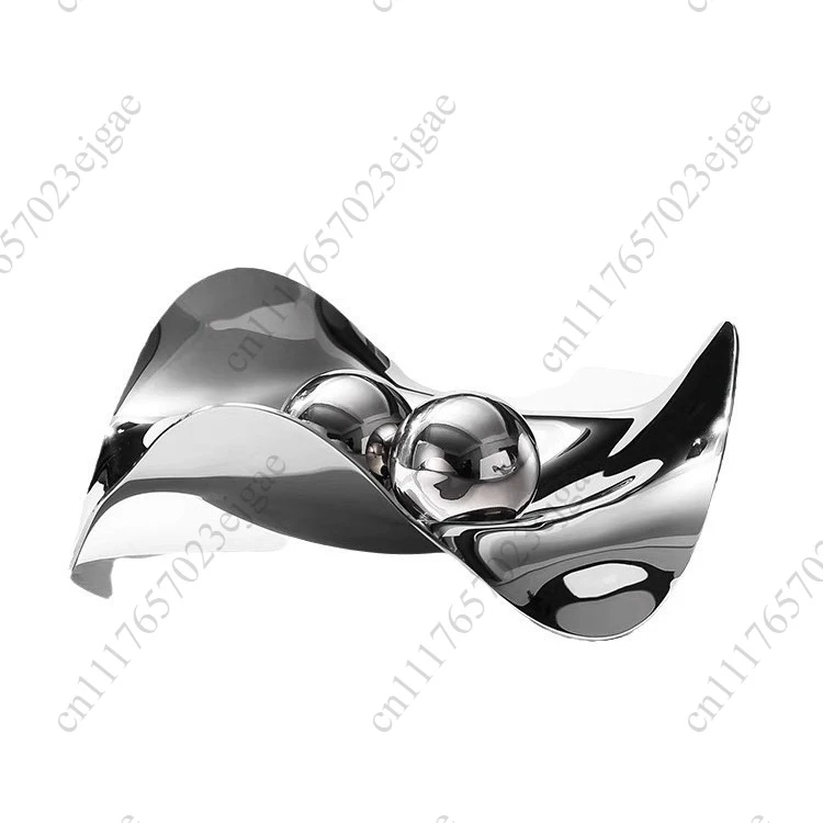 Luxury Creative Wave Decoration Bowl Tray Silver Stainless Steel Candy Snack Dish Dessert Fruit Plate Home Table Decoration