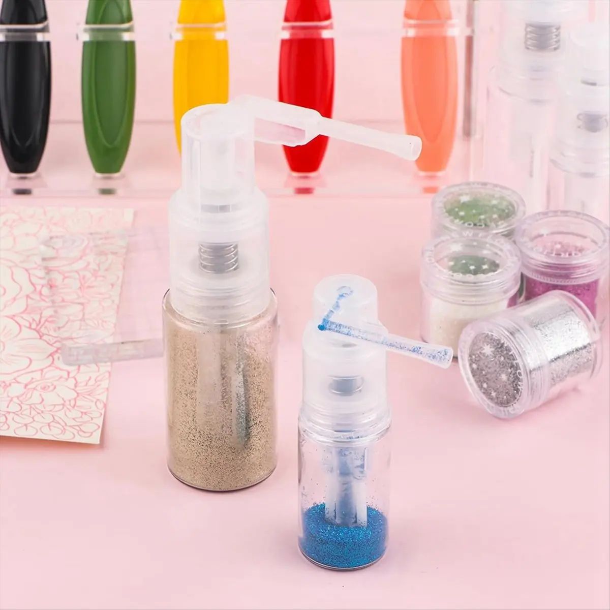 BHBL 8Pcs Glitter Duster Sprayer Craft Glitter Bottle Empty, 6Pcs 35Ml and 2Pcs 14Ml Bottles Multi-Purpose Bottle
