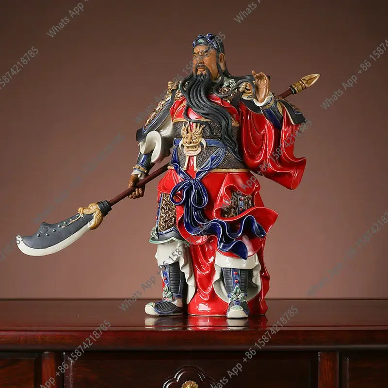 ZL Shiwan ceramic doll master craftsmanship boutique Chinese home door living room lucky town house decoration Guan Gong small o