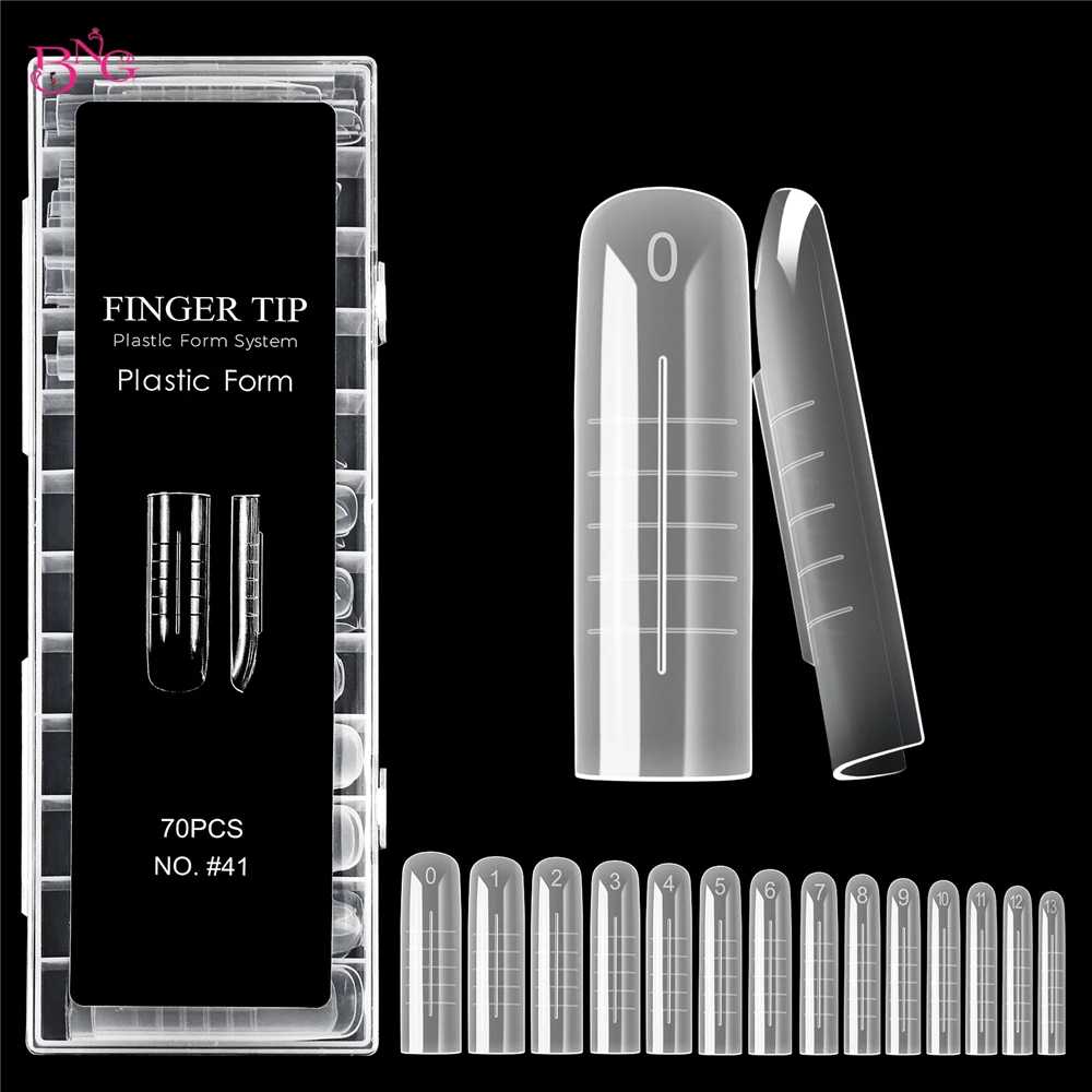 

BNG Matte Full Cover Nail Molds Square Dual Nail Forms for Poly Nail Gel 14 Sizes for Solid Nail Gel Nail Art Design Salon 70Pcs