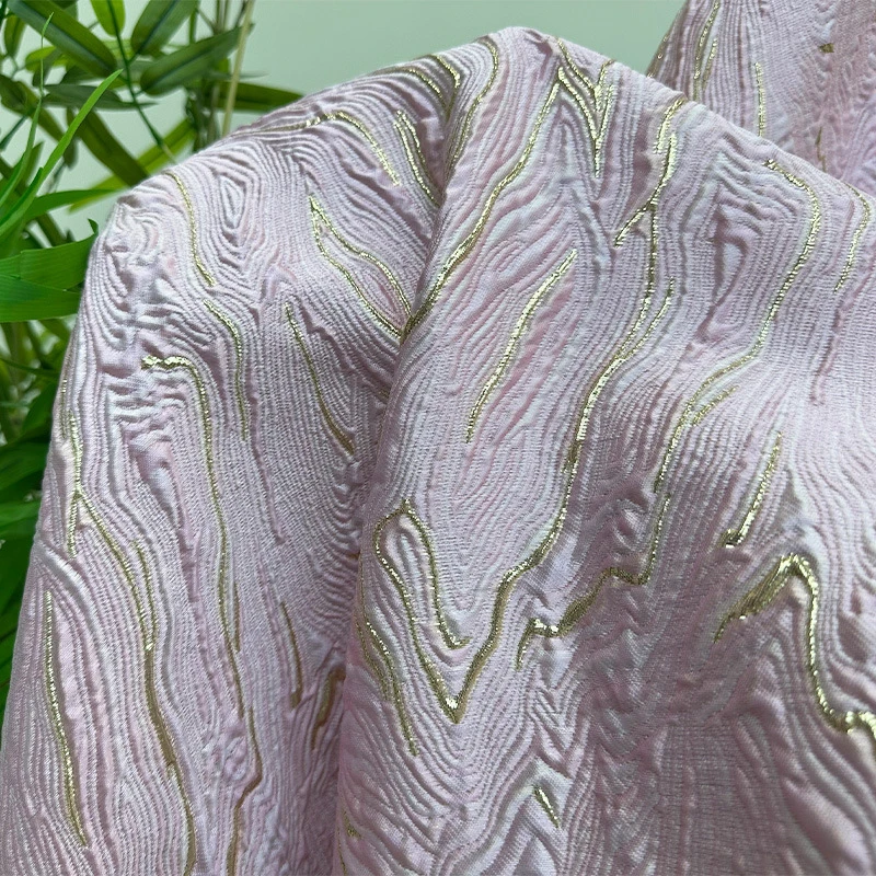 

1M Flowing Gold Thread 3D Texture Gold-plated Cotton Satin Fabric Oil Painting Jacquard Fabric For Diy Sewing Dress Cheongsam