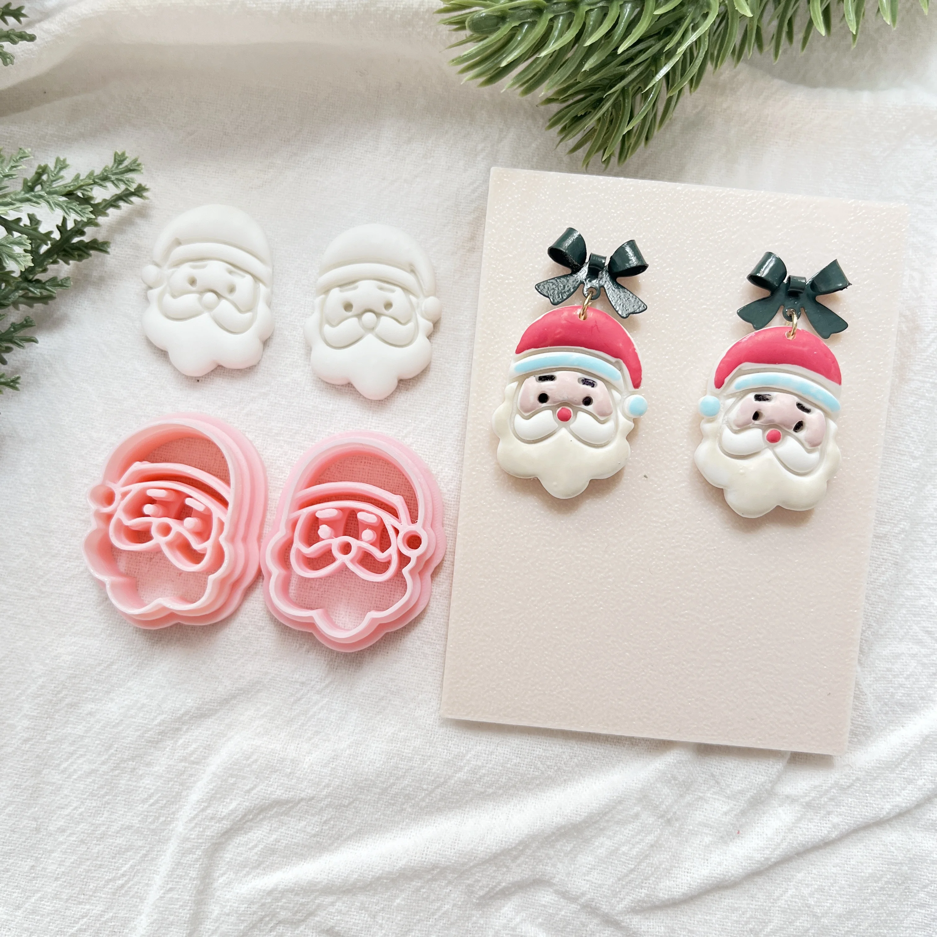 

Festive Christmas Santa Claus Earring And Cookie Cutters Set - DIY Soft Clay Tools - Plastic Material - No Electricity Required